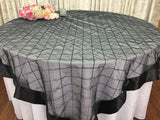 Silver Wedding Event Home Decoration Organza embroidery table overlay w/ Satin Trims