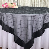 Wedding Event Home Decoration Organza embroidery table overlay w/ Satin Trims Chocolate