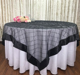 Wedding Event Home Decoration Organza embroidery table overlay w/ Satin Trims Chocolate