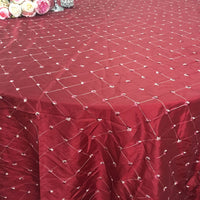 Taffeta Embroidery Tablecloth  Burgundy Wedding Party table Decoration