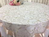 Champagne/Gold Wedding Event Home Decoration Organza embroidery table overlay w/ Satin Trims