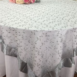 Wedding Event Home Decoration Organza embroidery table overlay w/ Satin Trims Peach