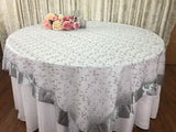 Ivory/Gold Wedding Event Home Decoration Organza embroidery table overlay w/ Satin Trims