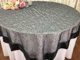 4 Colors Swirl Organza Embroidery  Table Overlay w/ Trims Wedding Party Decoration