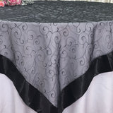 4 Colors Swirl Organza Embroidery  Table Overlay w/ Trims Wedding Party Decoration