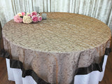 4 Colors Swirl Organza Embroidery  Table Overlay w/ Trims Wedding Party Decoration