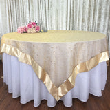 4 Colors Swirl Organza Embroidery  Table Overlay w/ Trims Wedding Party Decoration