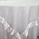 4 Colors Swirl Organza Embroidery  Table Overlay w/ Trims Wedding Party Decoration