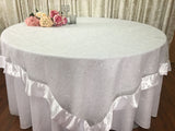 4 Colors Swirl Organza Embroidery  Table Overlay w/ Trims Wedding Party Decoration