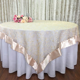 Lime Wedding Party Home Decoration Organza embroidery table overlay w/ Satin Trims