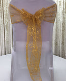 10 Colors 10PCS/LOT Organza Embroidery Chair Sash Wedding Event Party Decoration