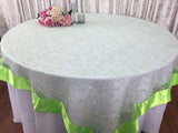 Champagne Wedding Party Home Decoration Organza embroidery table overlay w/ Satin Trims