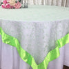 Lime Wedding Party Home Decoration Organza embroidery table overlay w/ Satin Trims