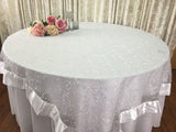 Champagne Wedding Party Home Decoration Organza embroidery table overlay w/ Satin Trims