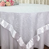 Champagne Wedding Party Home Decoration Organza embroidery table overlay w/ Satin Trims