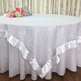 Champagne Wedding Party Home Decoration Organza embroidery table overlay w/ Satin Trims