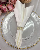 12PCS/LOT Polyester Stripe Table Napkin White Wedding Event Home Decoration