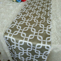 5 PCS/LOT Link Matte Satin Printed Table Runner for Wedding, Banquet Taupe and White