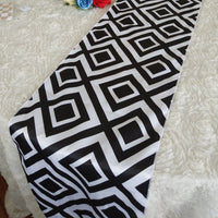 5 PCS/LOT Paragon Printed Matte Satin Table Runner for Wedding, Banquet Black and White