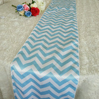 5 PCS/LOT Chevron Matte Satin Printed Table Runner for Wedding, Banquet Blue and White