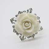 10pcs Beige Rose Decorative Silver Napkin Ring Serviette Holder Wedding Party Dinner