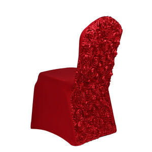 50PCS Spandex Chair Cover W/3D Rose Back 10 Colors